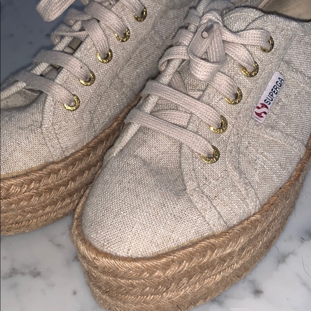 Linen Superga Platform Sneakers - Size 38